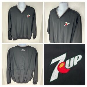 7UP Employee Jacket Mens Large Black Vented Pullover Uniform Workwear Streetwear
